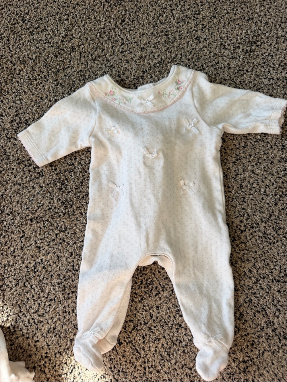 Edgehill Collection Pink Dot Embroidered Footie